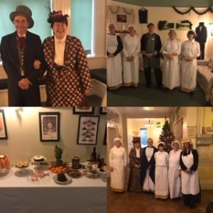 Collage of staff dressed in Victorian clothing