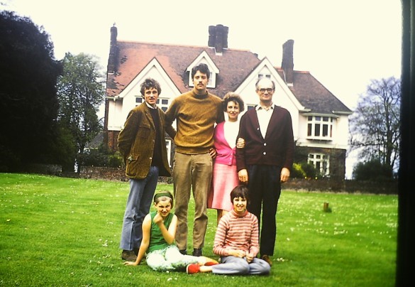 Family photo in front of Cardfields house