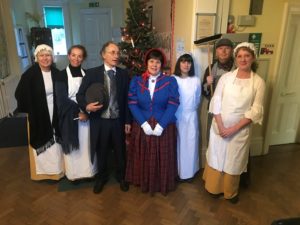 Cardfields staff dressed in Victorian clothing